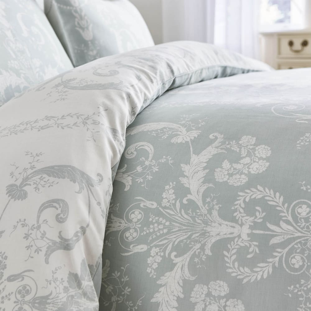 Housse de couette damassé en satin de coton bleu 200x200 cm — vue 4