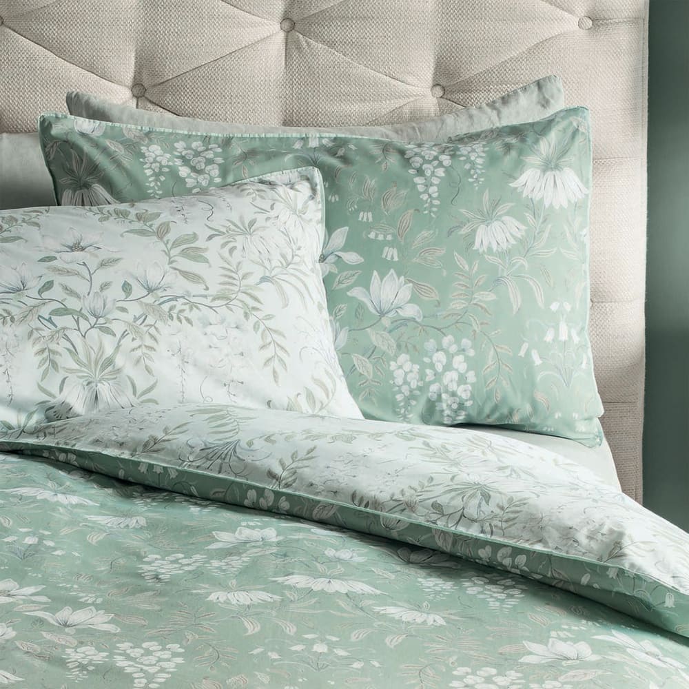 Housse de couette jardin fleuri en satin de coton vert 200x200cm — vue 3