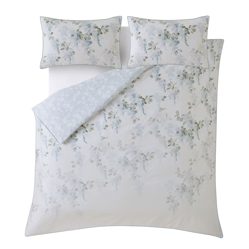 Housse de couette lilas mauve en satin de coton bleu 200x200cm — vue 3