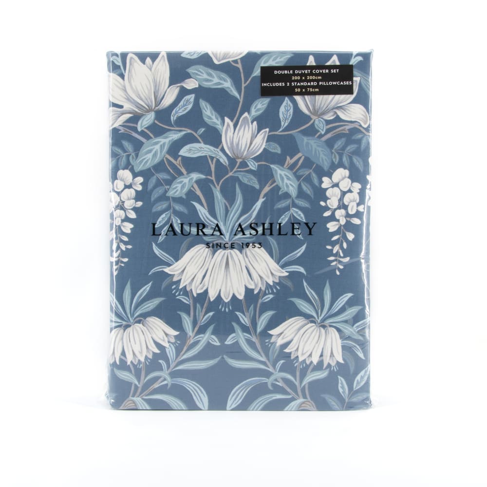 Housse de couette jardin fleuri en satin de coton bleu 200x200cm — vue 4