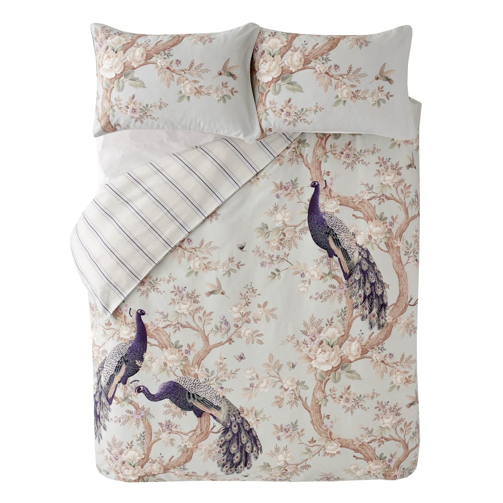 Housse de couette en satin de coton motif paon bleu 200x200 cm — vue 3