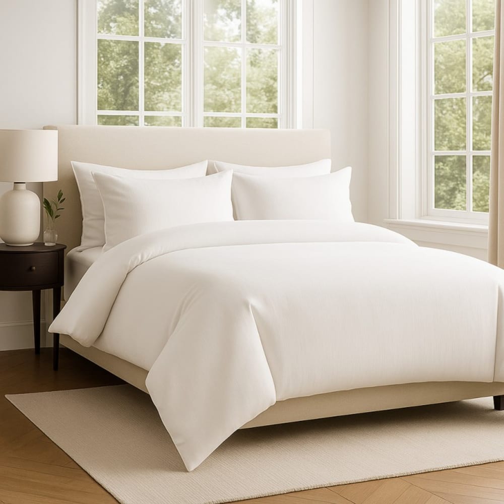 Parure de lit 200x200 cm blanc avec drap 160x200 cm et taies 50x70 cm