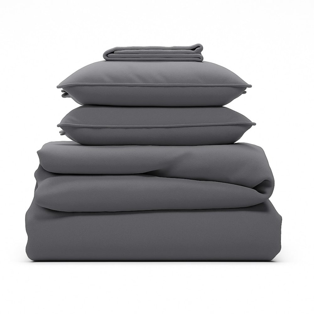 Bettwäsche Dunkelgrau 240x260 für Bett 180x200 mit Kissen 50x70 -