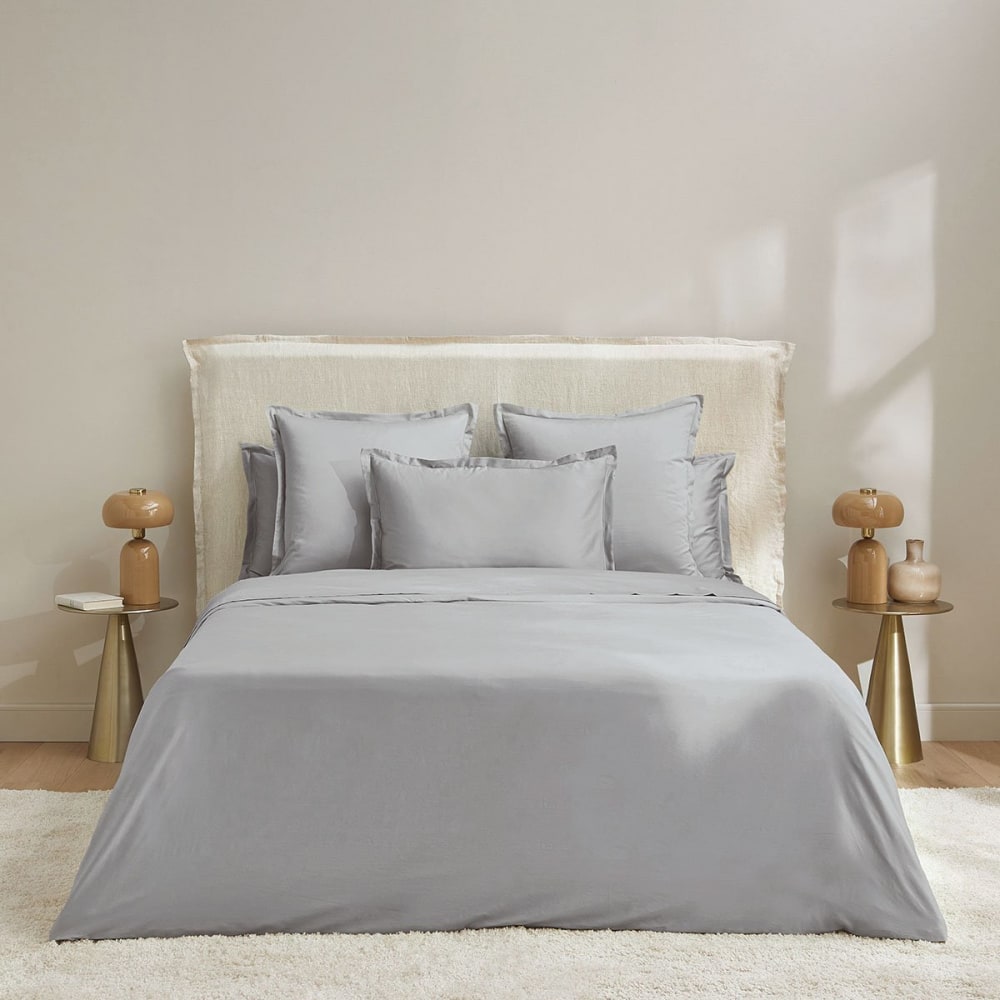 Drap housse satin argent 180x200 cm - Maisons du Monde