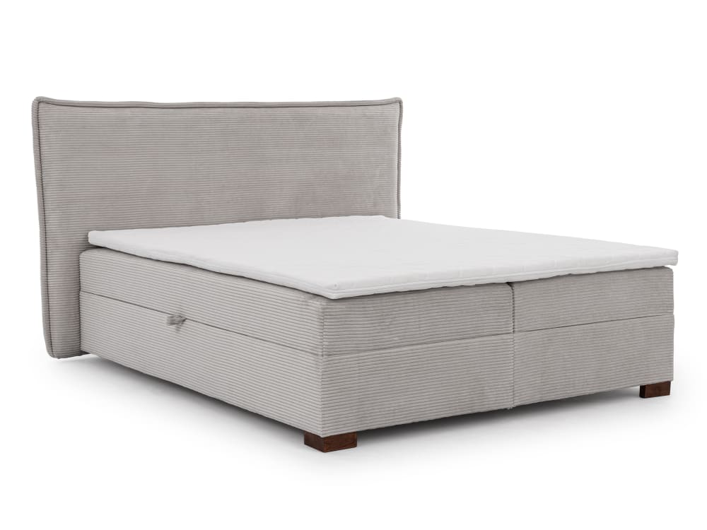 S-Style Boxspringbett 160x200 mit Topper und Bettkästen aus Grau Cord style modern Grau Holz