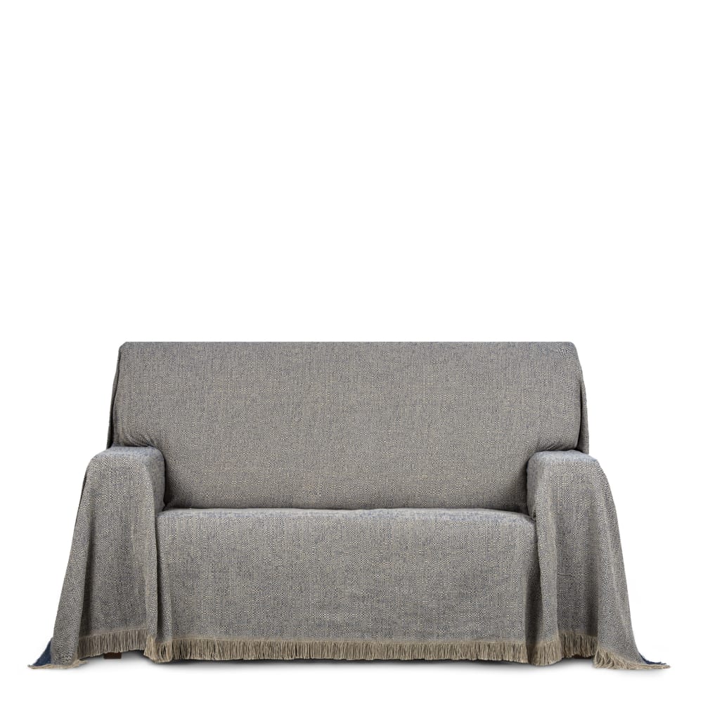 Plaid 2 places bleu foncé 180 cm (mesures comptant les franges)