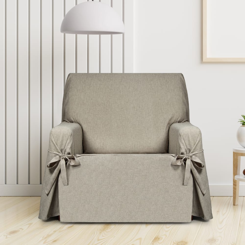 Housse de fauteuil hydrofuge 1 place avec rubans lin 80-120 cm — vue 3
