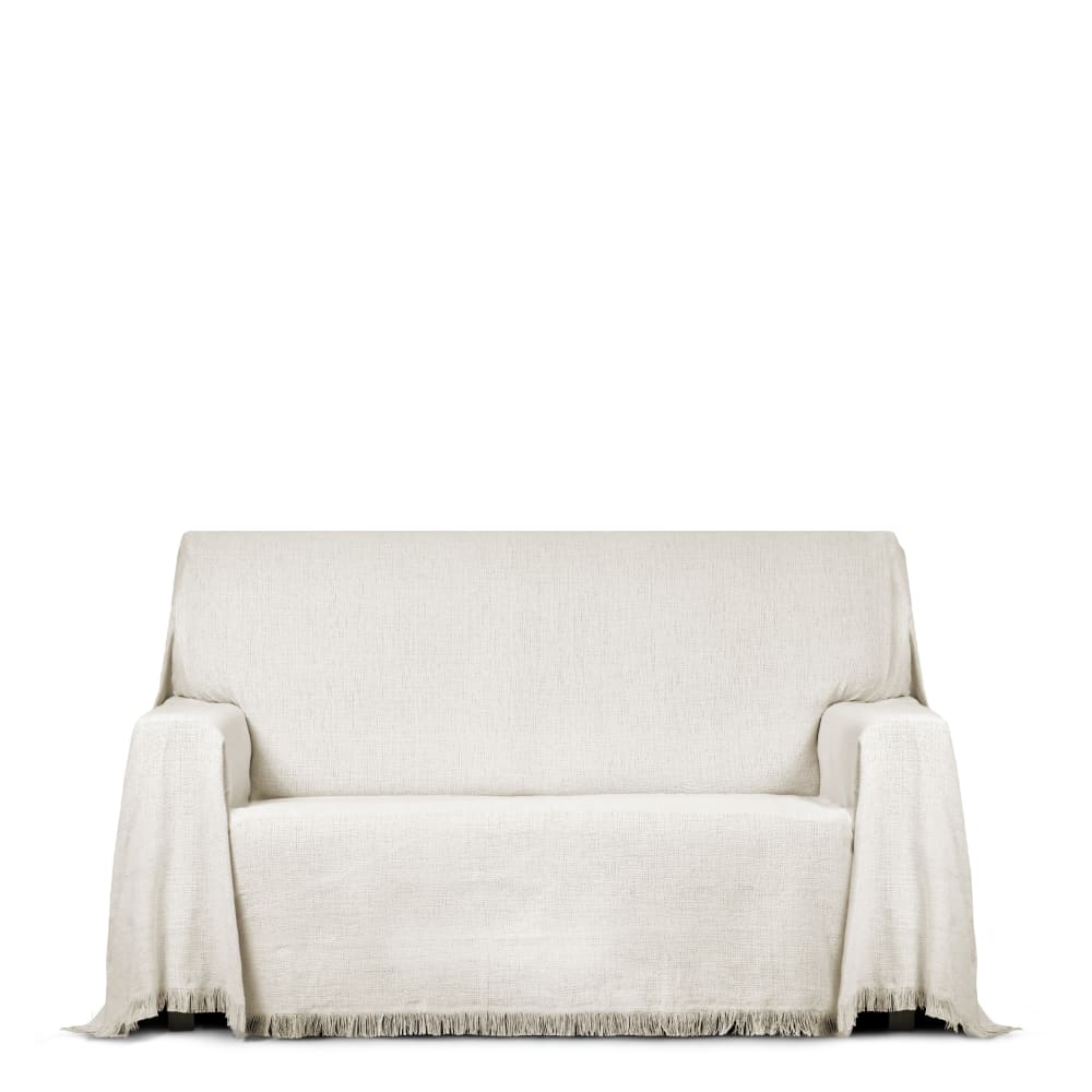 Plaid 2 places écru 180 cm (mesures comptant les franges)