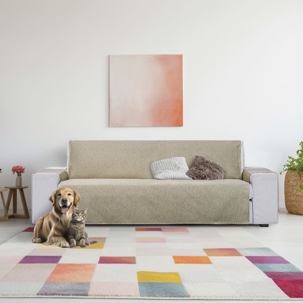 Housse de canapé hydrofuge 3 places beige 155 cm — vue 3