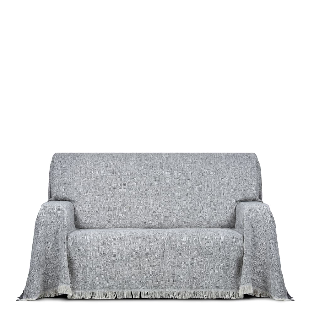 Plaid 2 places gris 180 cm (mesures comptant les franges)