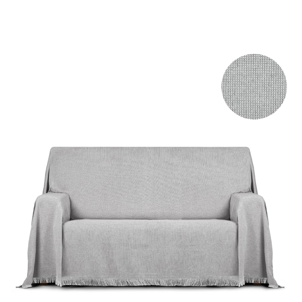 Plaid 4 places gris 300 cm (mesures comptant les franges)