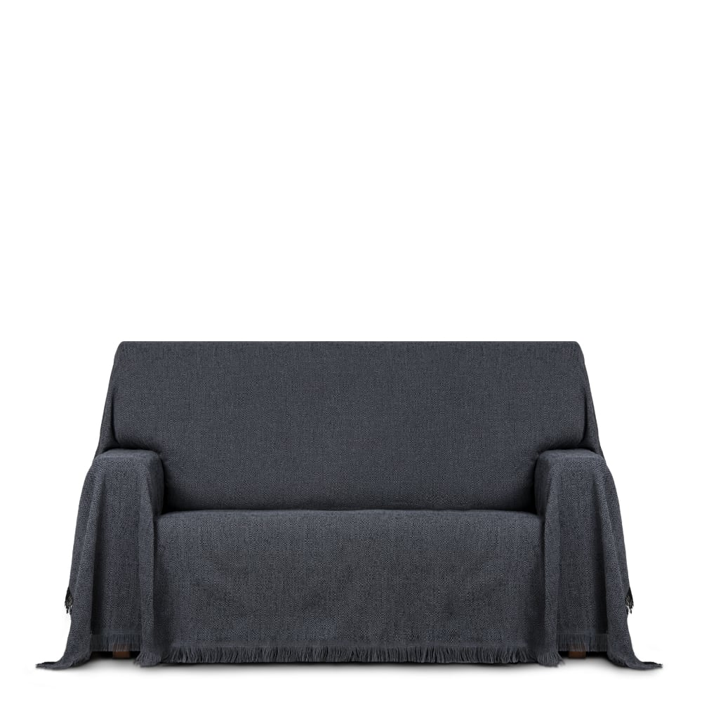 Plaid 2 places gris foncé 180 cm (mesures comptant les franges)