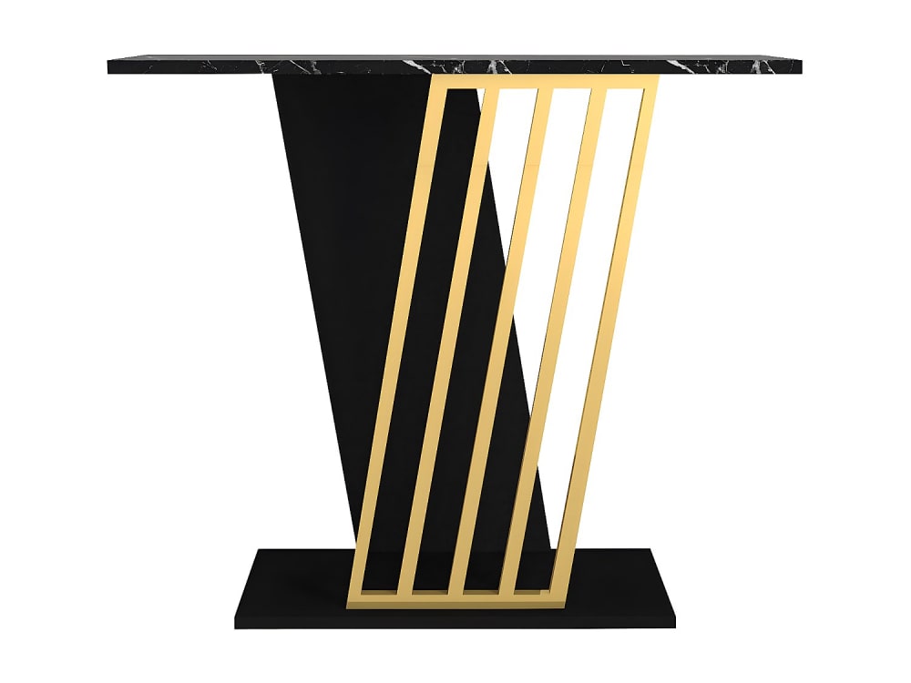 Table console effet bois noir, doré