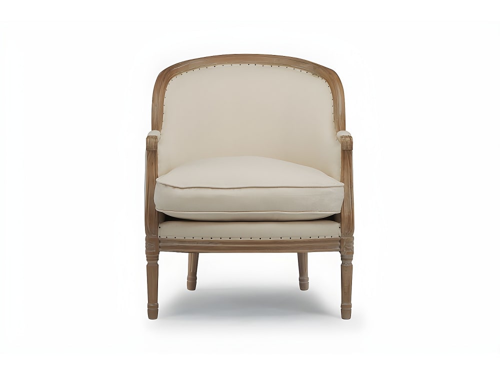 Fauteuil droit lin crème