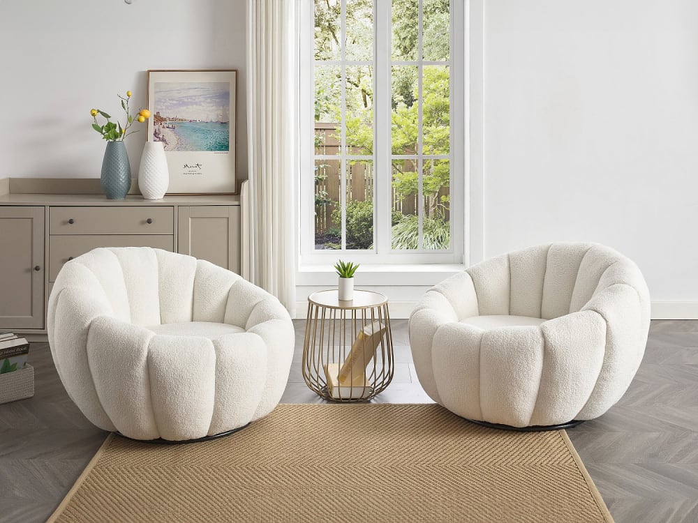 Fauteuil droit polyester blanc