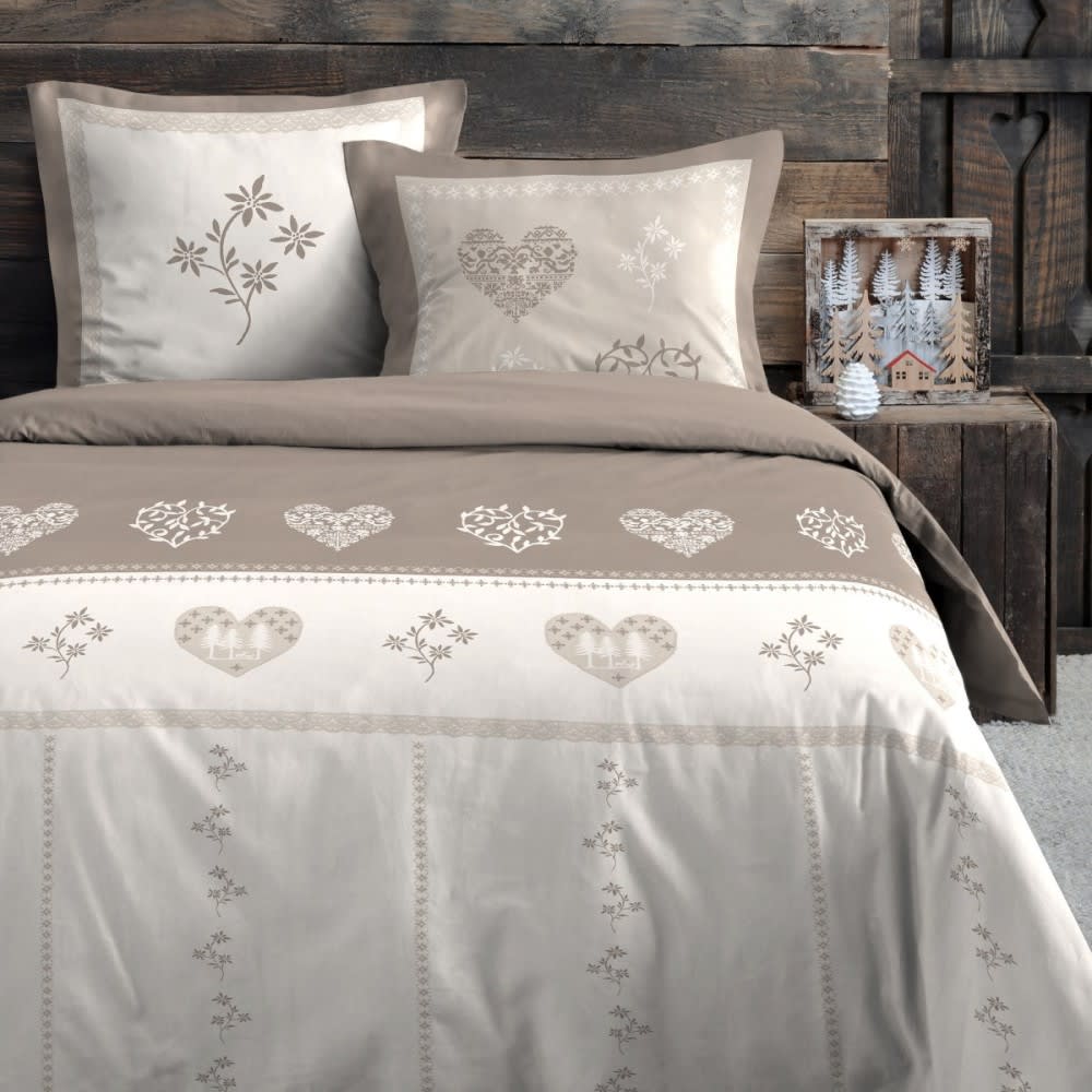 Parure de lit style montagne chaleureuse polyester naturel 220 x 240