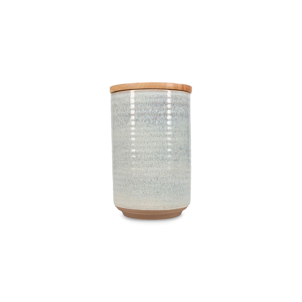 Boîte de conservation beige en grès 12,5xh20cm