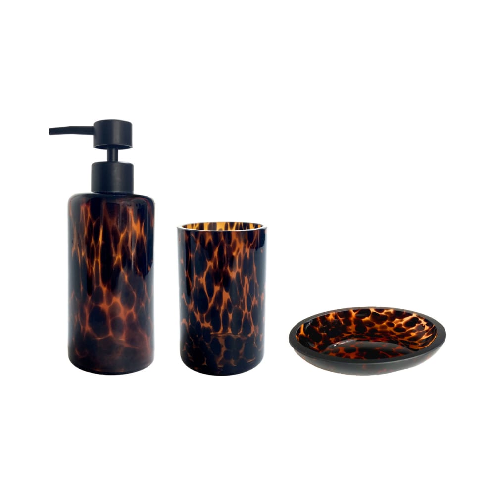 Set salle de bain léopard 3 pièces verre Set salle de bain léopard 3 pièces verre