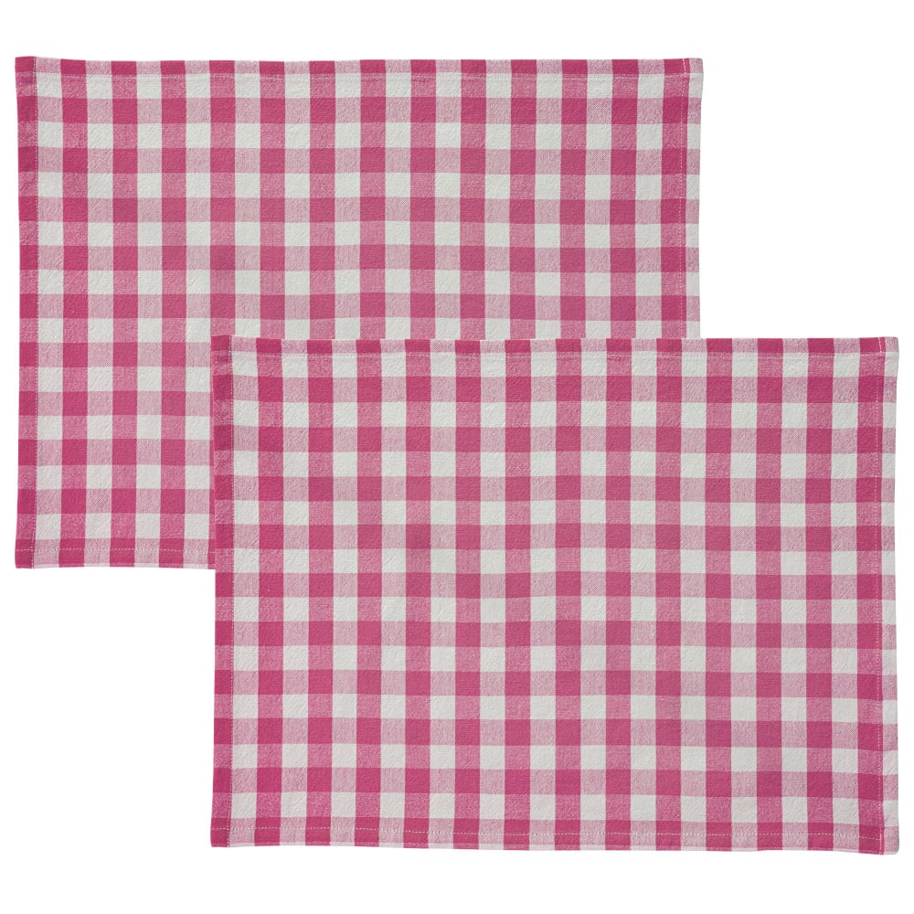 Lot de 2 sets de table en coton rose pivoine 35x48cm