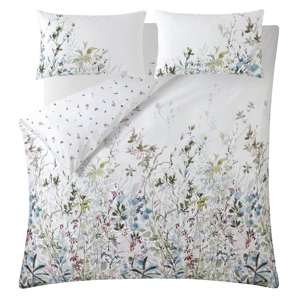 Housse de couette herbier en satin de coton multicolore 200x200cm — vue 3