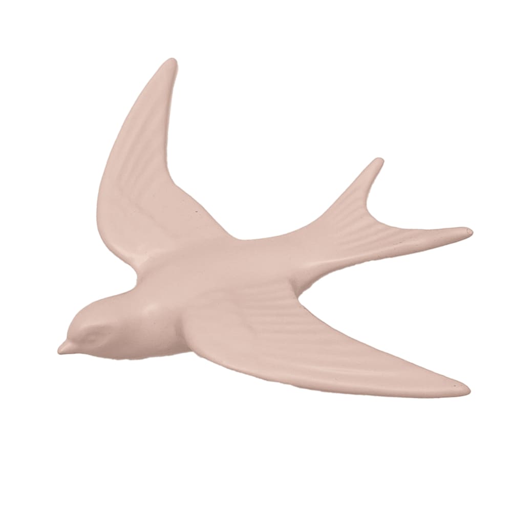 Deco+murale+hirondelle+en+resine+metal+rose+17+x+14