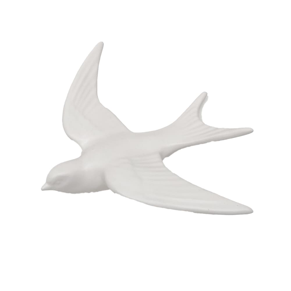 Deco+murale+hirondelle+en+resine+metal+blanc+17+x+14