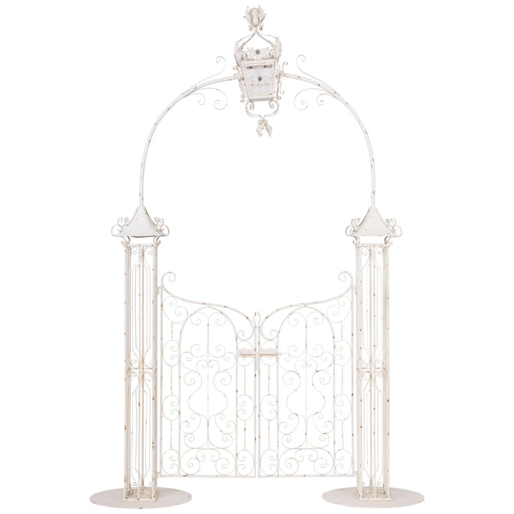 Metall-Bogentor mit Doppeltür, Grau, 184,79x61,6x299,72 cm -