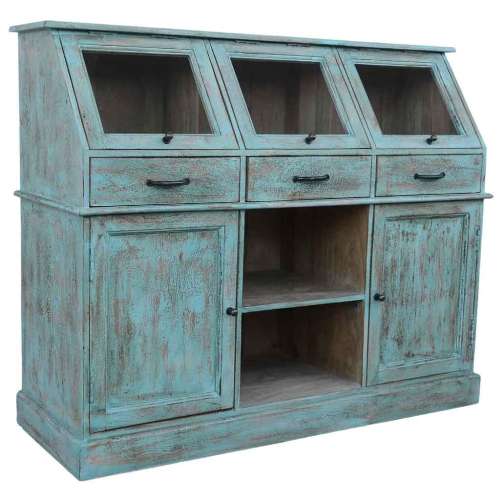 Buffet en bois bleu 129x45x106