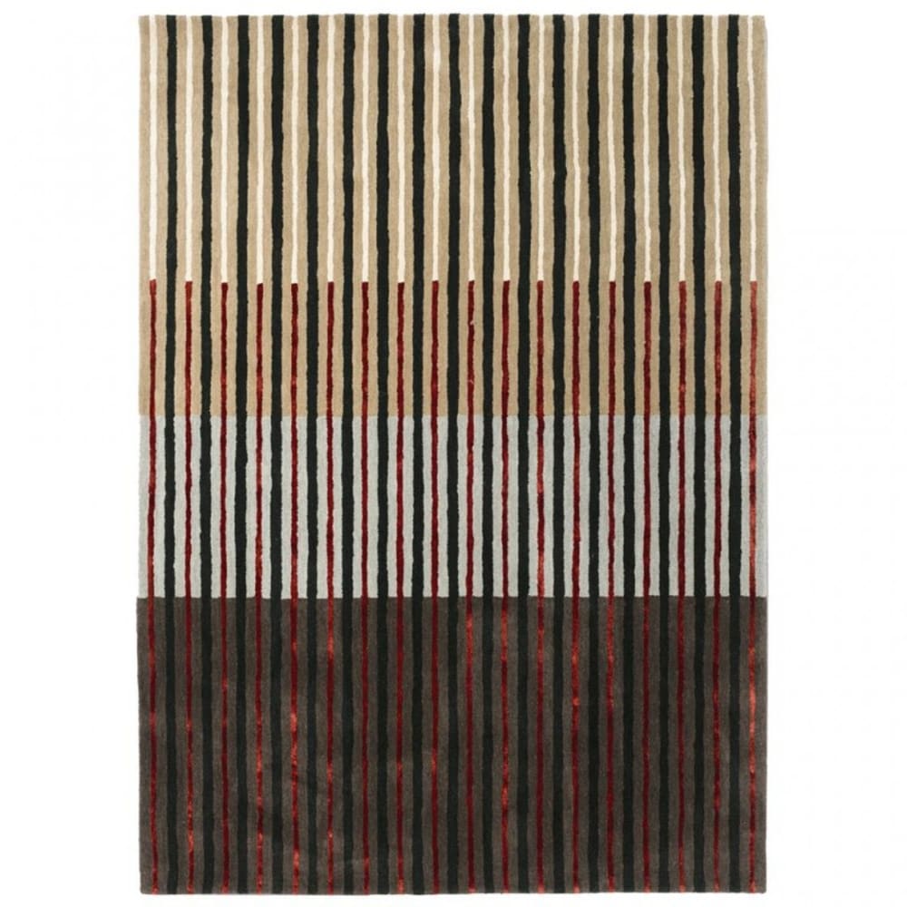 Tapis moderne haut de gamme en laine et viscose beige Décor