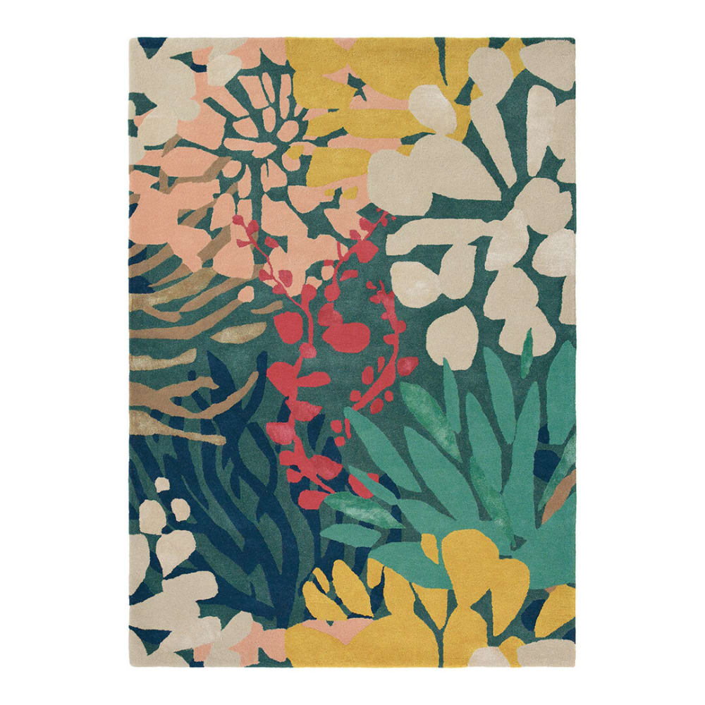 Tapis de salon moderne en laine multicolore Estella bleu