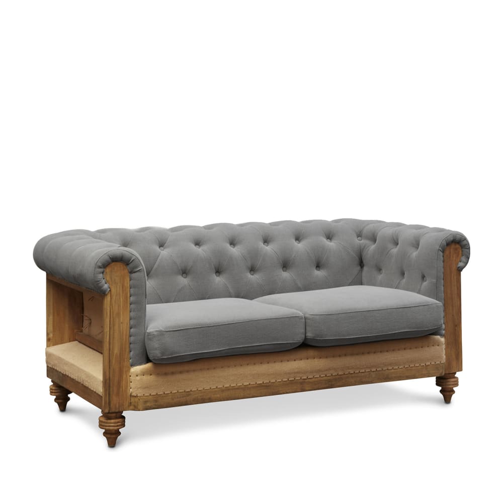 Canapé 2 places en lin et coton gris