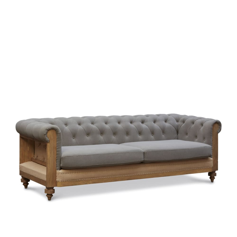 Grand canapé en lin et coton gris