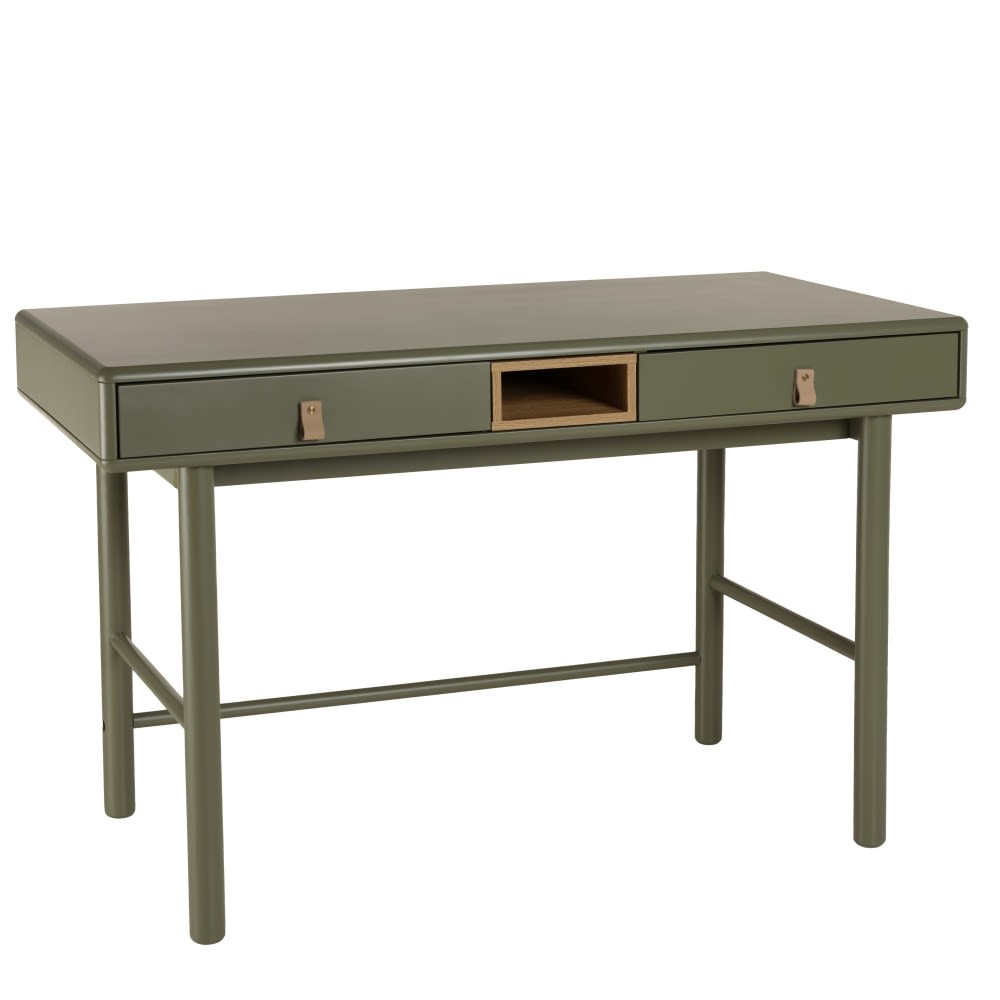 MACABANE Grüner Schreibtisch mit 2 Schubladen style classic chic Grün Spanplatte