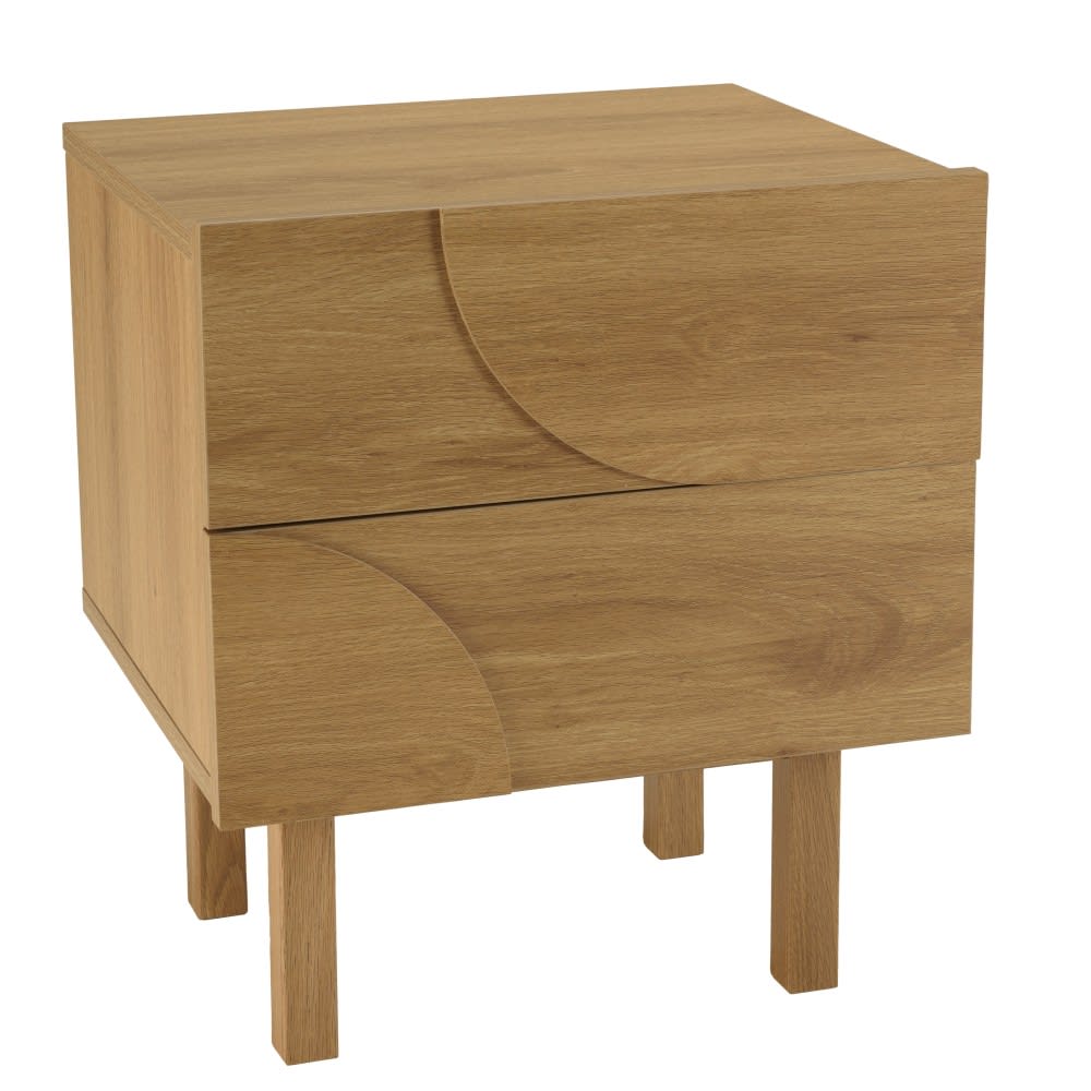 MACABANE Nachttisch in Naturfarbe 2 Schubladen style classic chic Braun Spanplatte