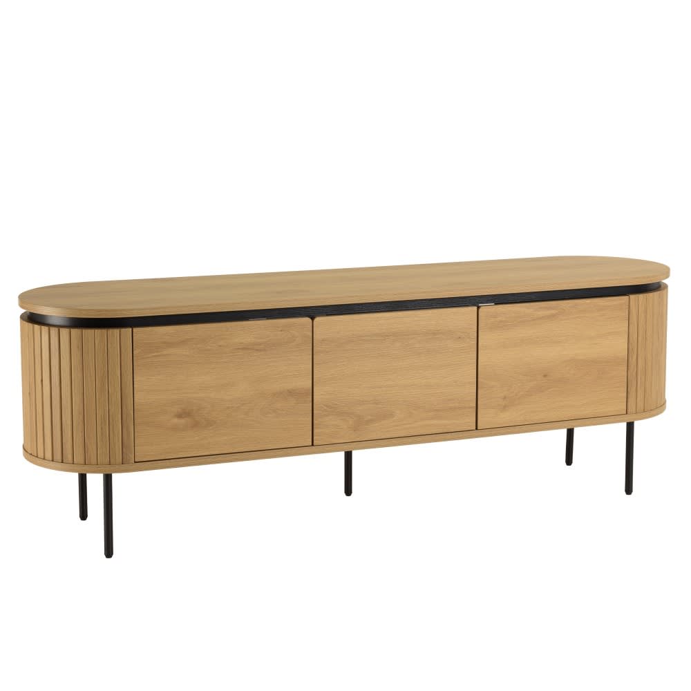 Meuble TV arrondi couleur naturelle 3 portes