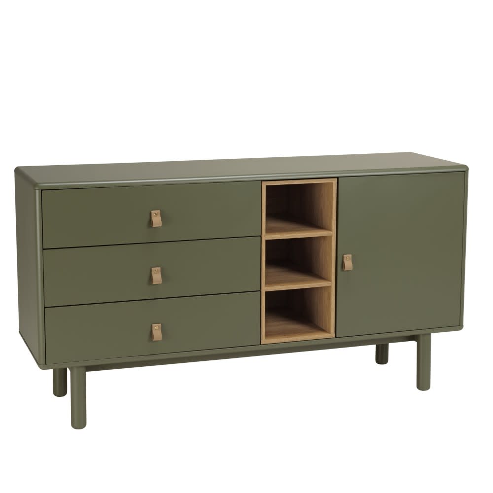 MACABANE Grünes Sideboard mit 1 Tür 3 Schubladen style classic chic Grün Spanplatte