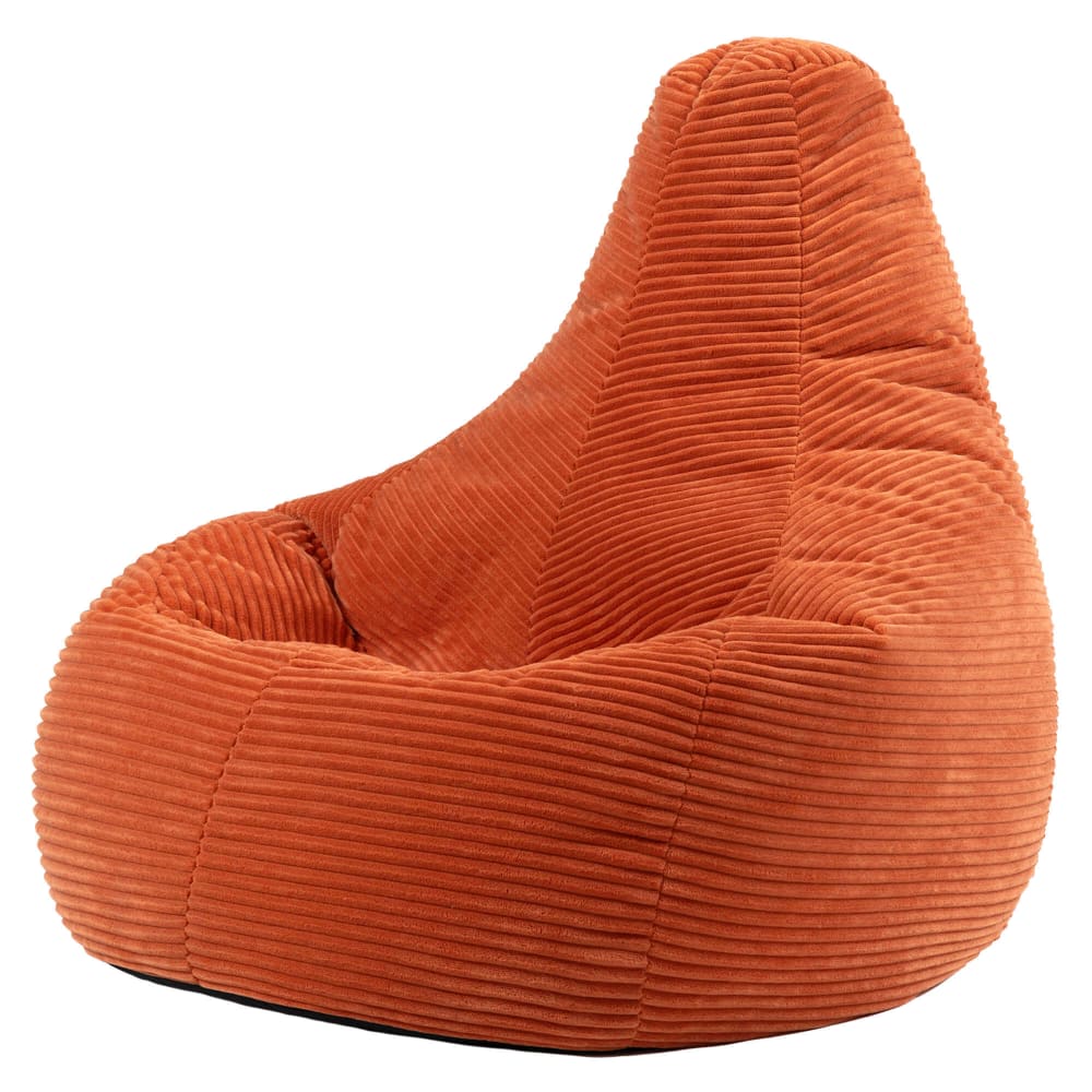Pouf poire à dossier haut velours côtelé orange terracotta — Beyit