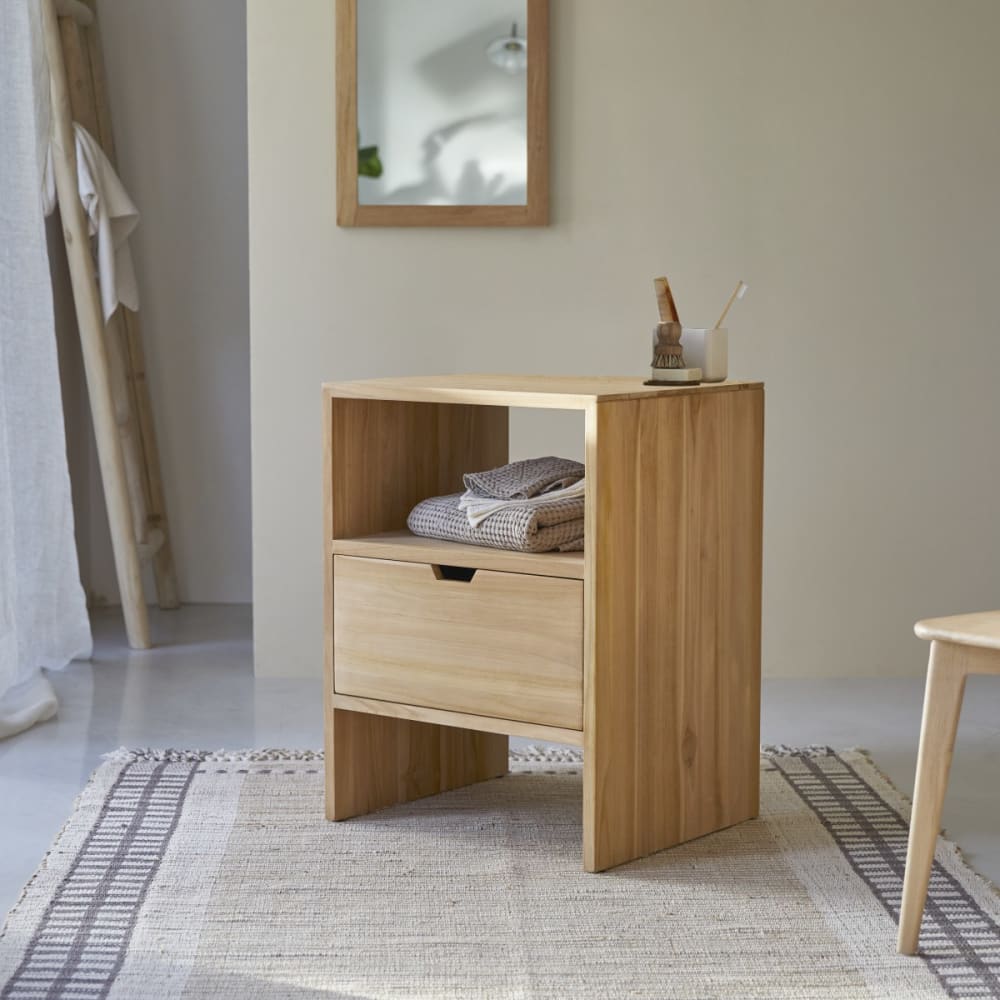 Tikamoon Aufbewahrungsmöbel aus massivem Teakholz, 60 cm style classic chic Beige