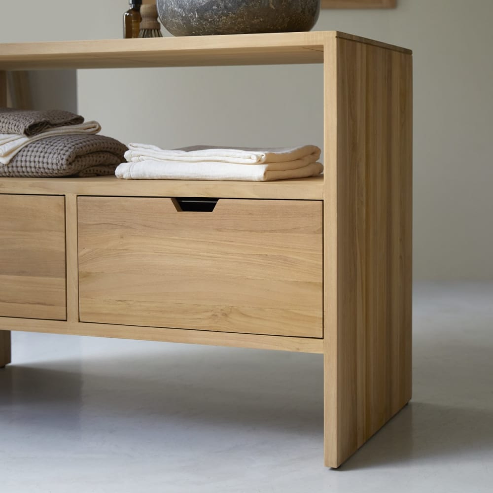 Aufbewahrungsmöbel aus massivem Teakholz, 110 cm - Maisons Du