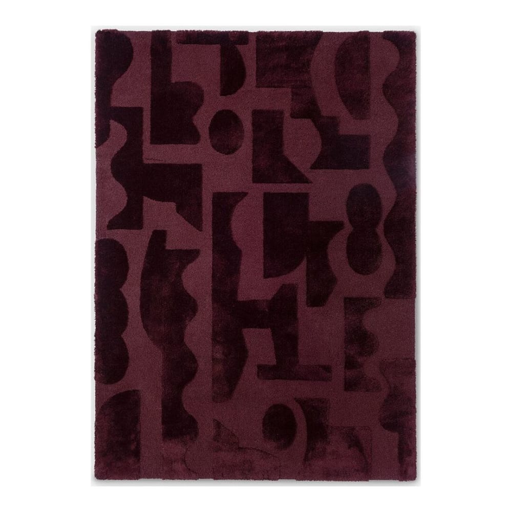 Tapis  design en laine bordeaux 140x200