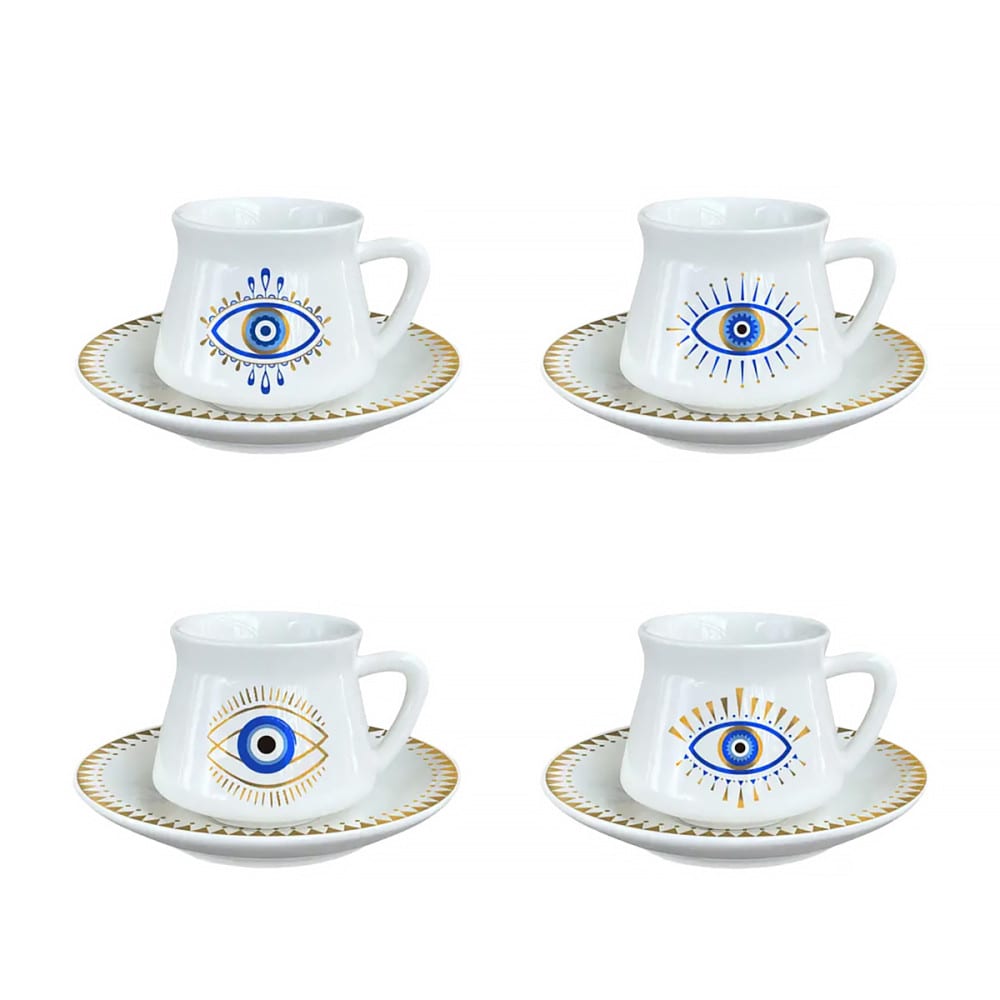 tazas y platos de madera suerte - lote de 4