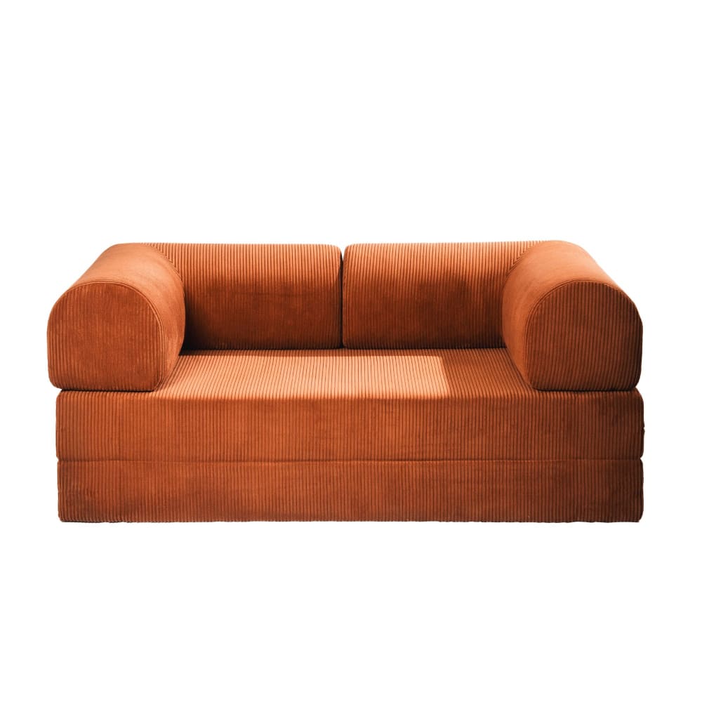 Canapé convertible 2 places en velours côtelé orange Likeepli