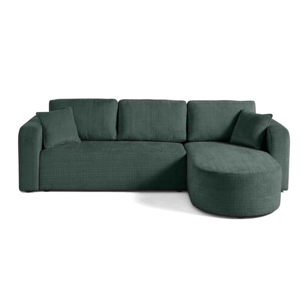 Canapé d'angle réversible convertible 4 places en velours texturé vert