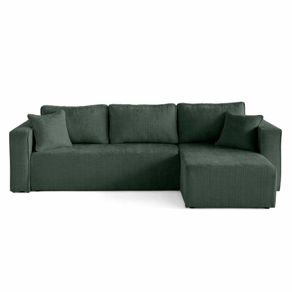 Canapé d'angle réversible 4 places en velours texturé vert