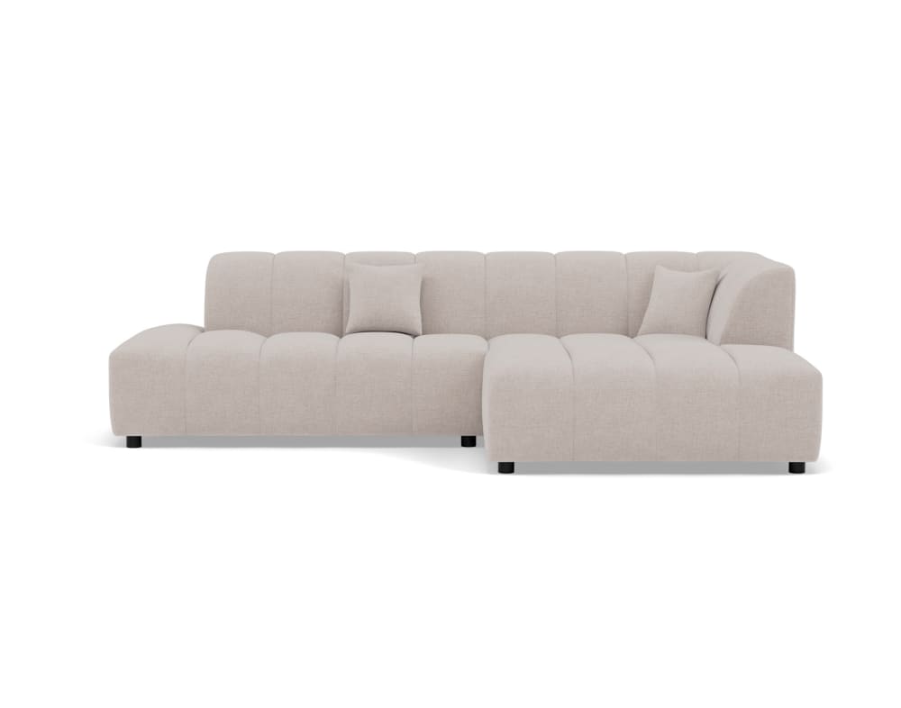 Canapé d'angle droit 4 places en tissu texturé beige