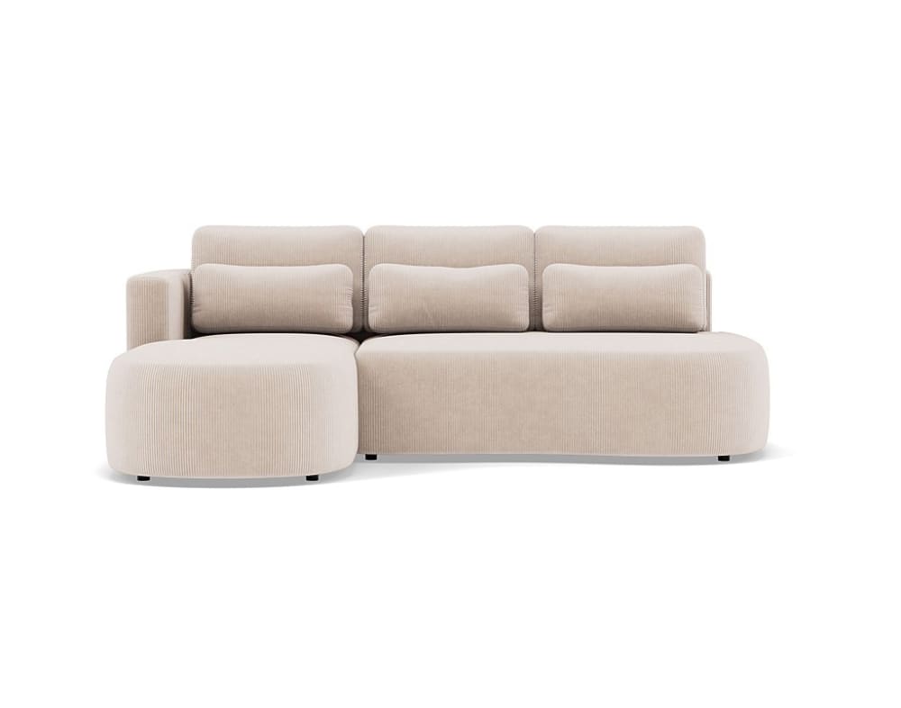 Canapé d'angle convertible 4 places en velours côtelé beige