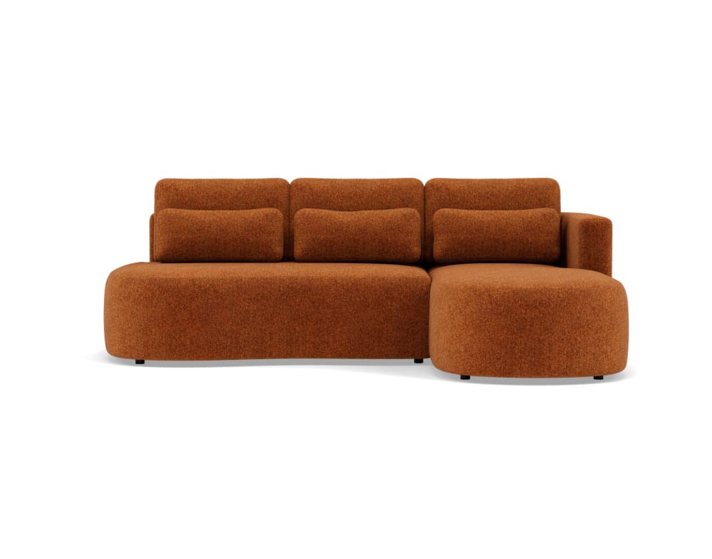 Canapé d'angle convertible 4 places en tissu texturé terracotta