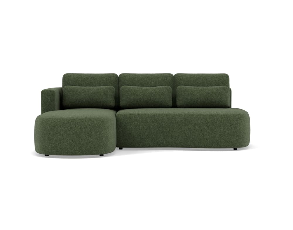 Canapé d'angle convertible 4 places en tissu texturé vert