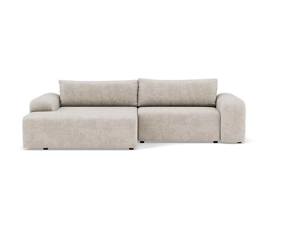 Canapé d'angle convertible 4 places en velours texturé beige