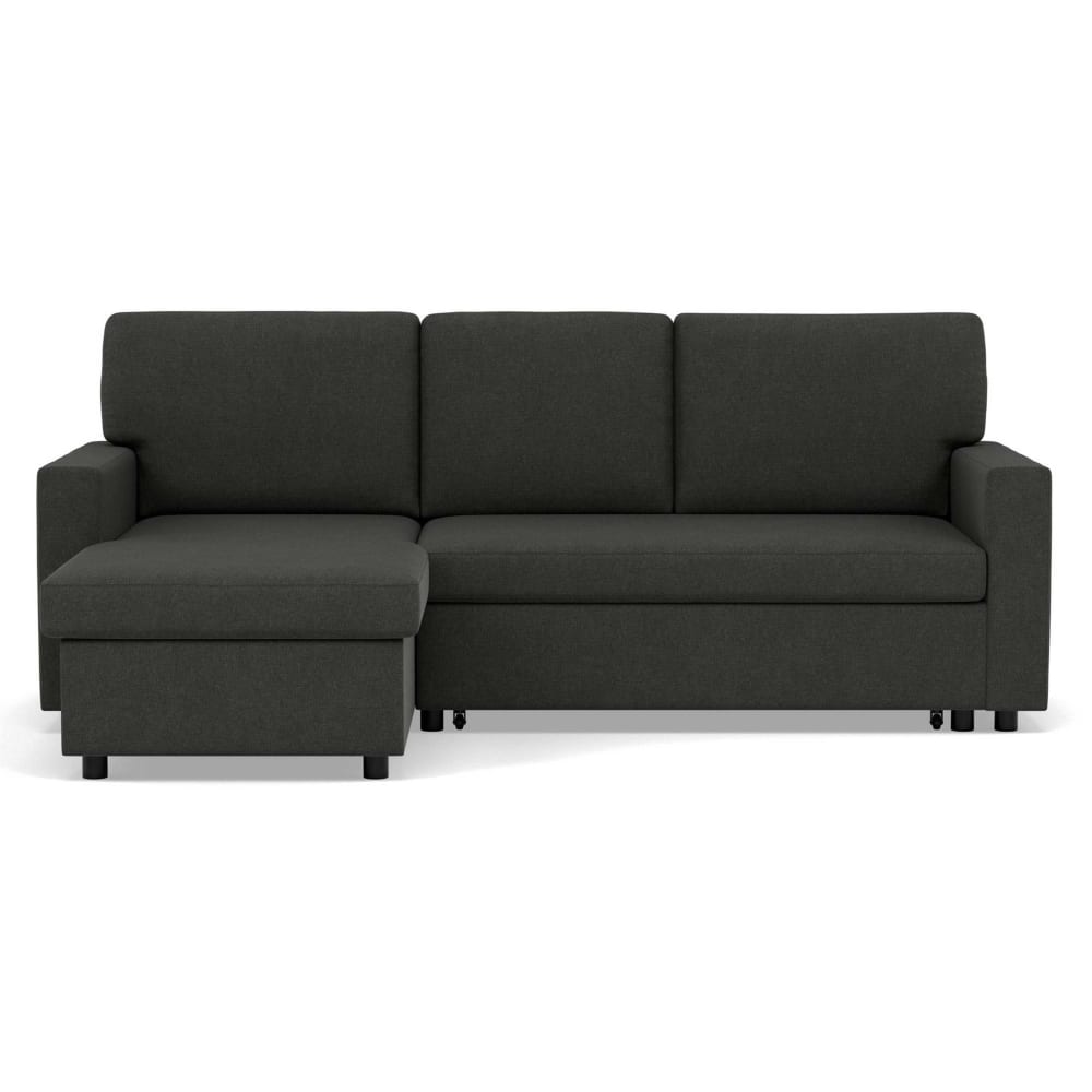 Canapé d'angle réversible convertible 4 places en tissu gris foncé